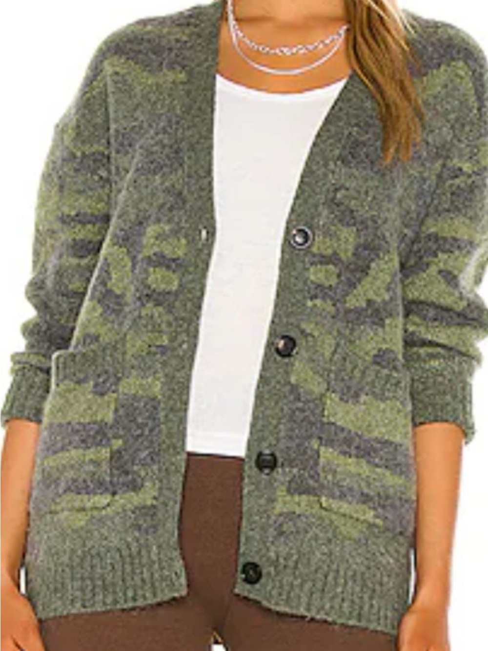 RAILS Runi Green Camo Cardigan Sweater - Wool/Alpaca Blend - XS